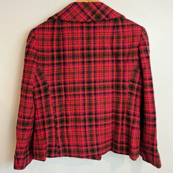 VTG 80s Holt Renfrew Hardy Amies Womens M Plaid Double Breasted Blazer Jacket Re - Picture 13 of 15